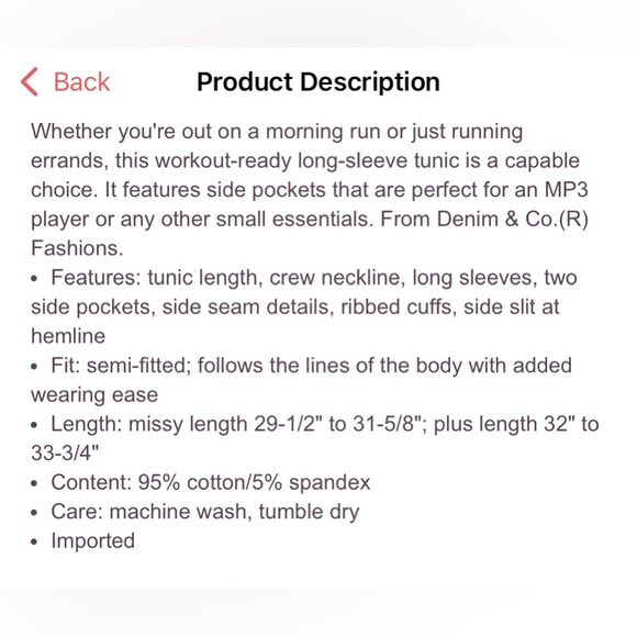 Denim & Co long sleeve tunic XL - Picture 3 of 5